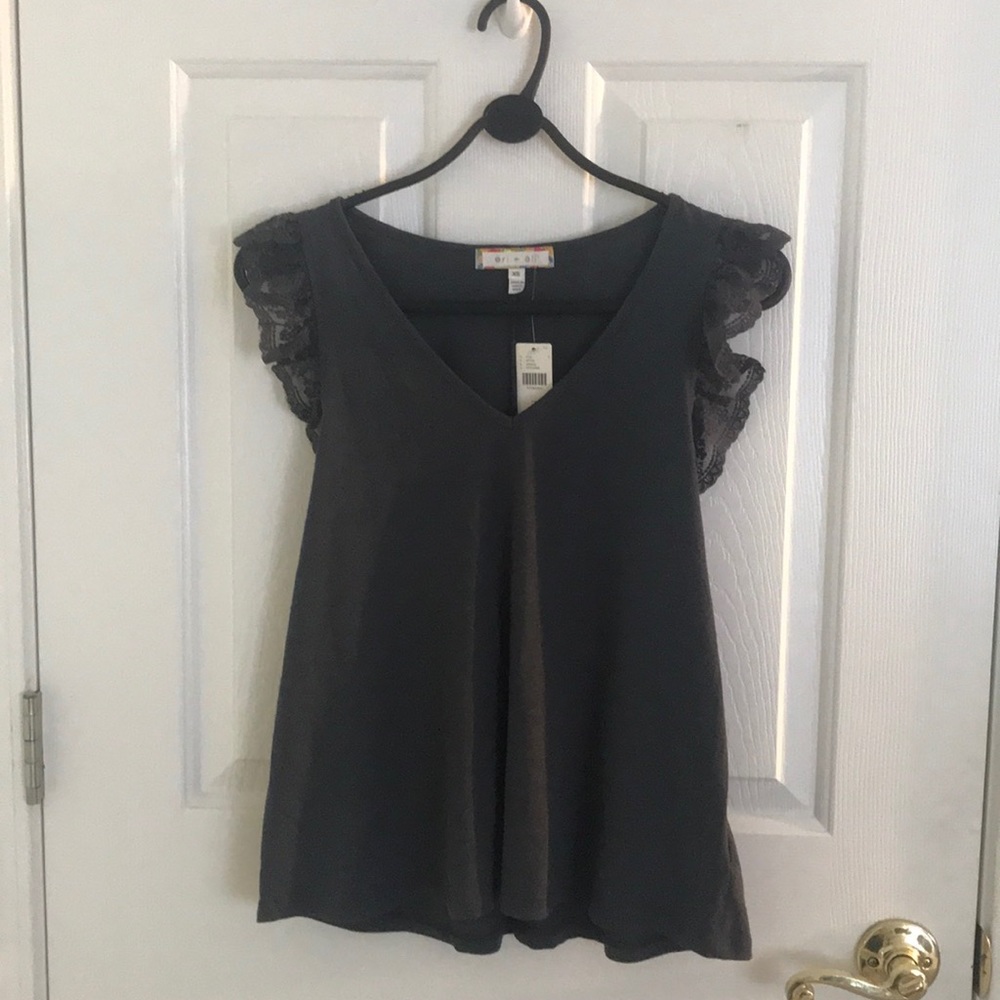 Anthropologie Erie + Ali Lace Shoulder Top